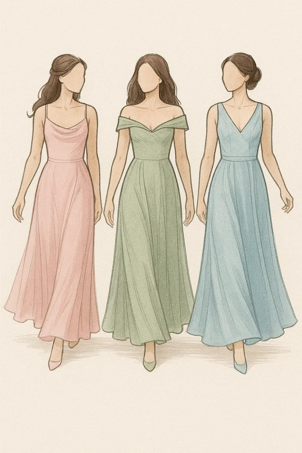 Bridesmaid dress code inspiration - elegant floral dress in soft garden tones